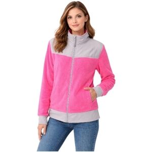 Athletic Works Teddy Jacket Pink and Gray Fleece Comfort Size Medium